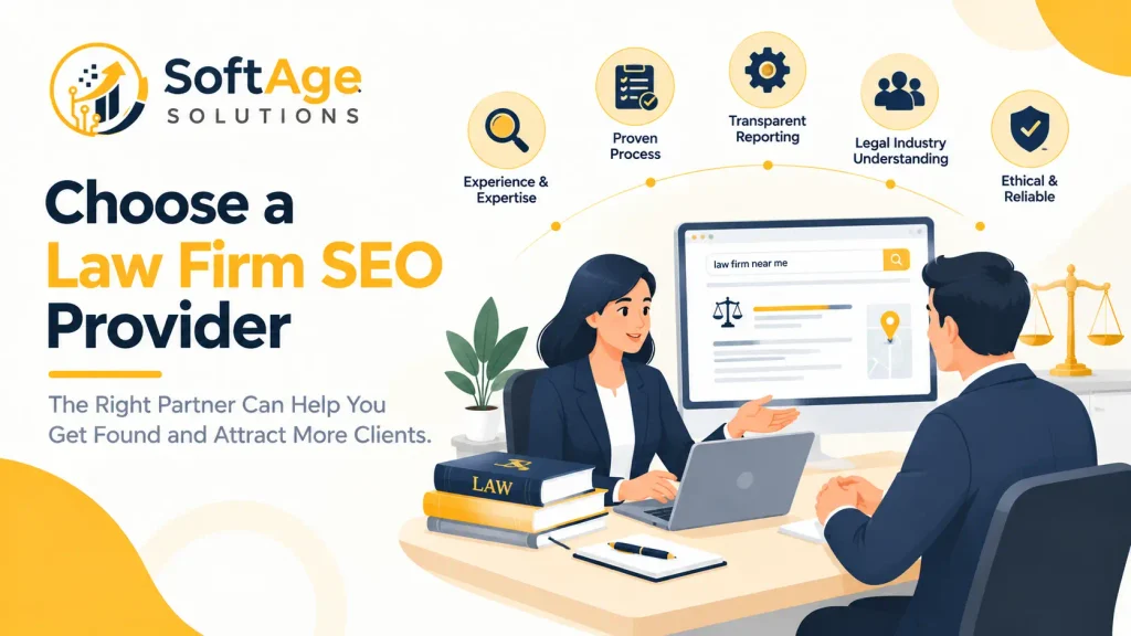 Business meeting to select a professional SEO partner for a law firm website.